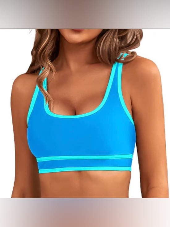 Blooming Jelly Other - Women’s Blue Contrast-Trim Swim Top